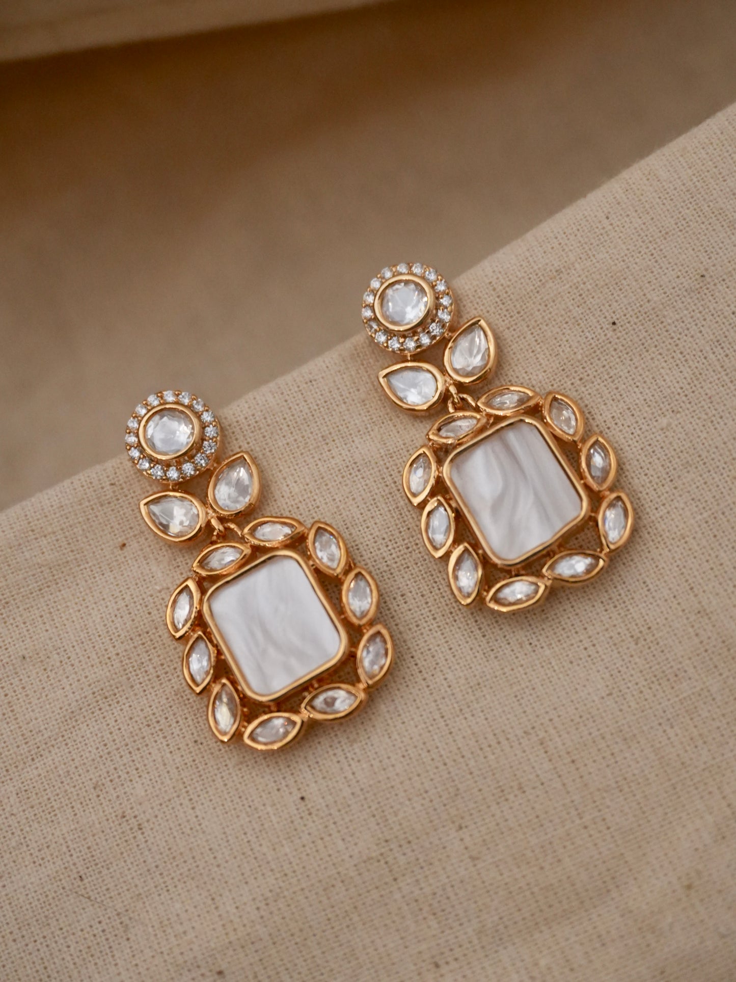 Paavai Mother of Pearl Kundan Earrings