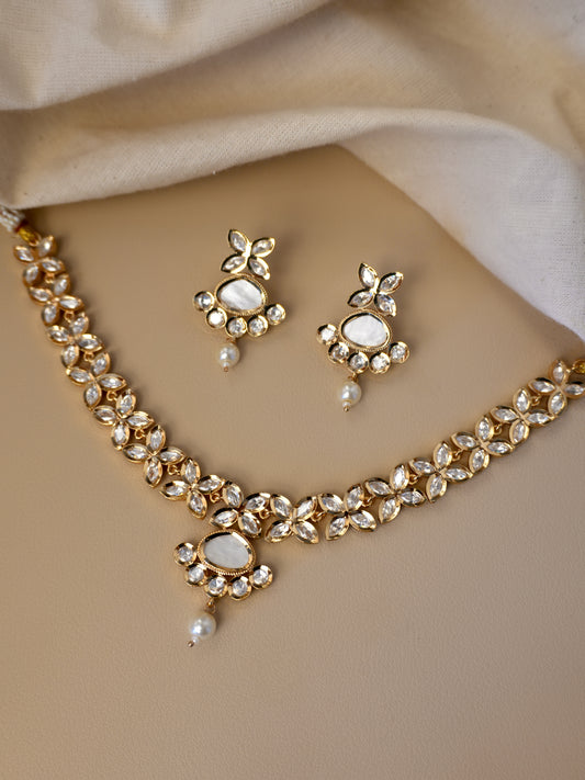 Rohini Mother of Pearl Kundan Necklace Set