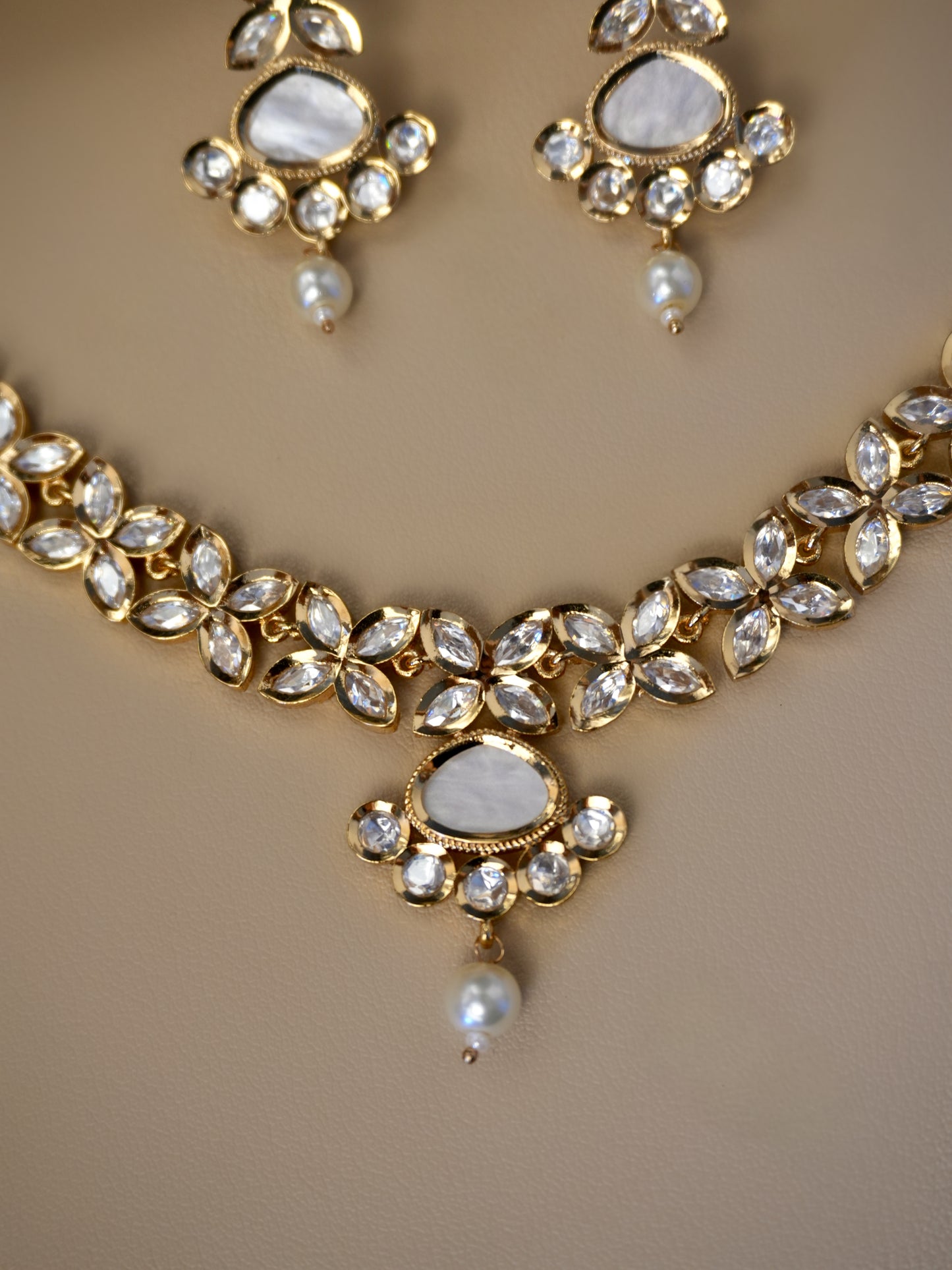 Rohini Mother of Pearl Kundan Necklace Set
