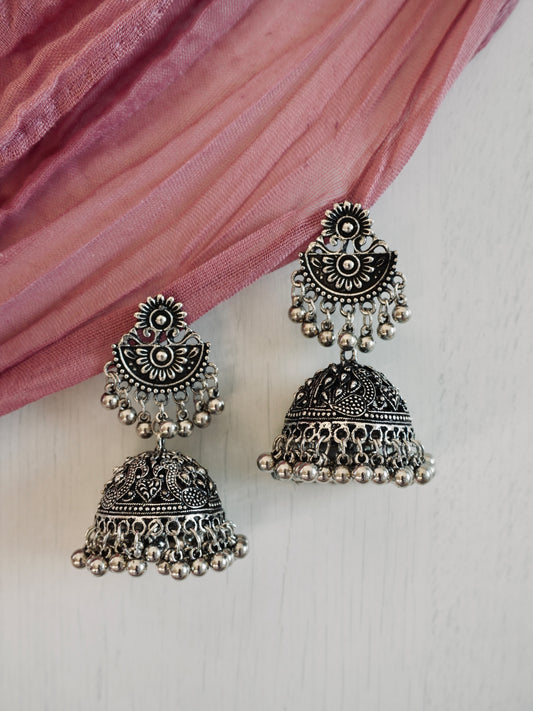 Gopi Oxidised Jhumka Earrings