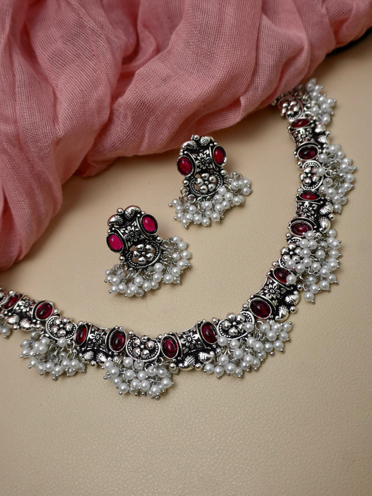 Tanuja Oxidised Necklace Set