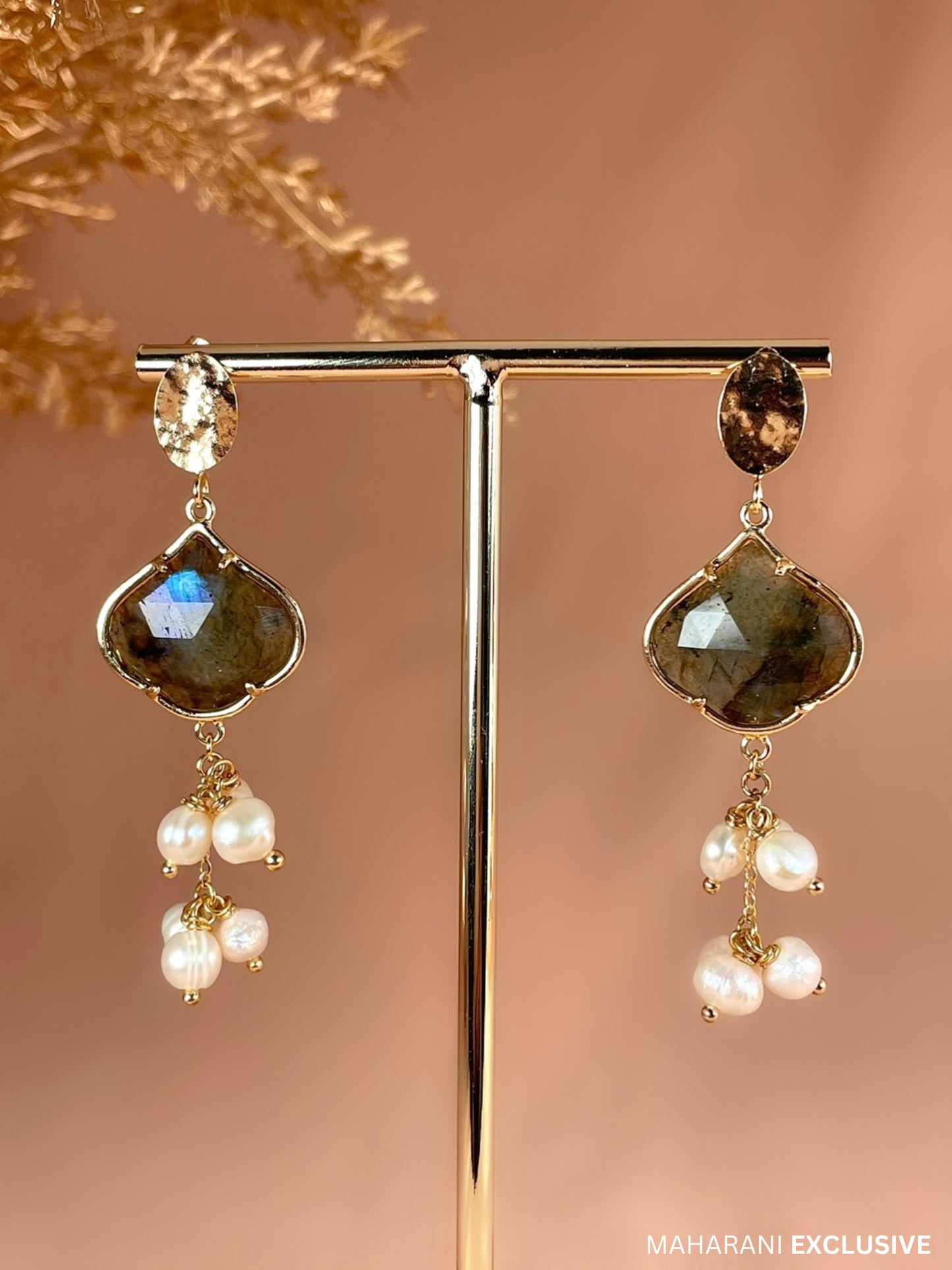 Idika Labradorite and Pearl Earrings