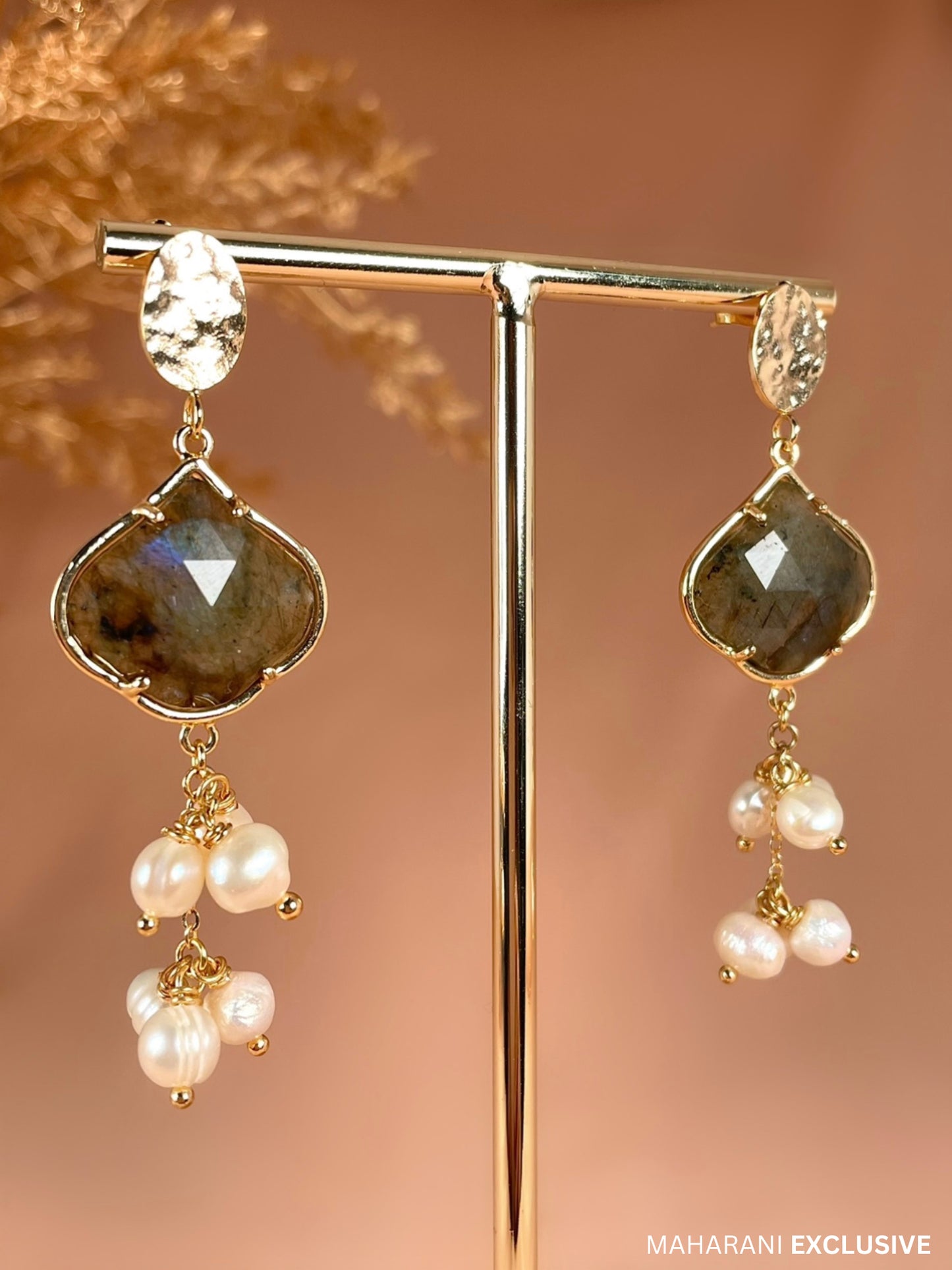 Idika Labradorite and Pearl Earrings