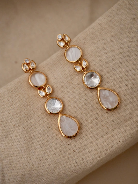 Divita Mother of Pearl Kundan Earrings