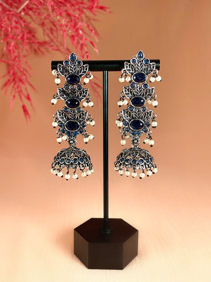 Iditri Oxidised Jhumka Earrings