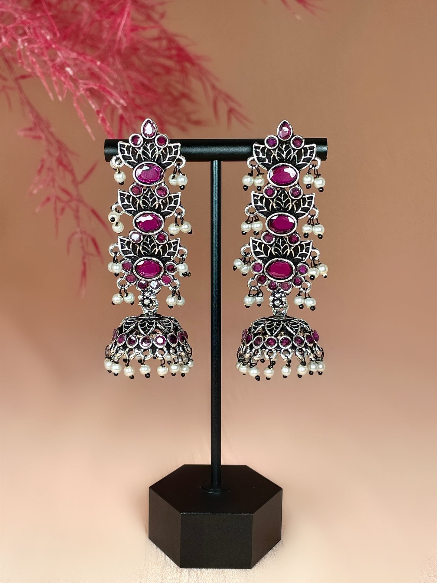 Iditri Oxidised Jhumka Earrings