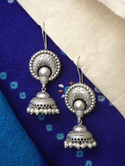 Yuvika Oxidised Jhumka Earrings