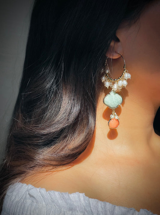Rani Amazonite and Pearl Earrings