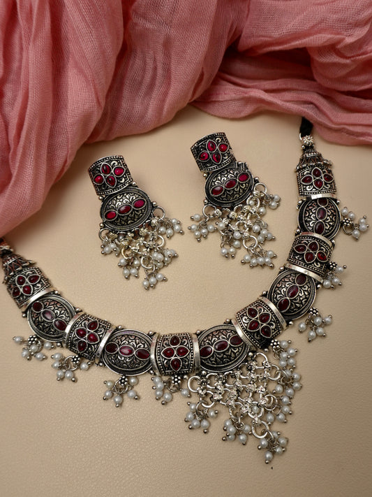 Sanchita Oxidised Necklace Set