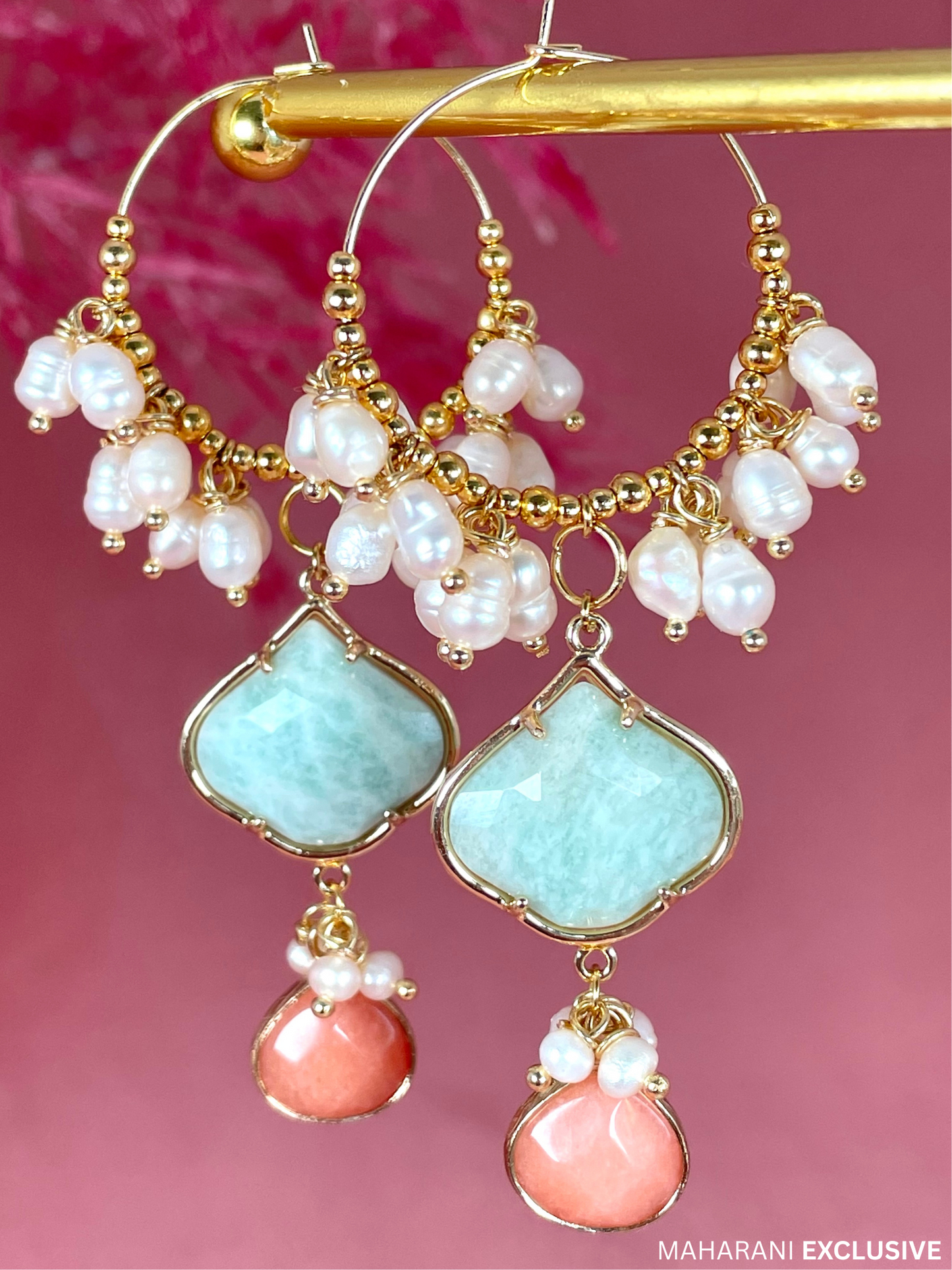 Rani Amazonite and Pearl Earrings